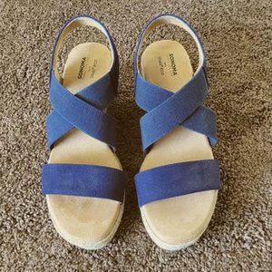 Sonoma Goods For Life Horseradish women's espadrille wedge sandals, navy, size 8